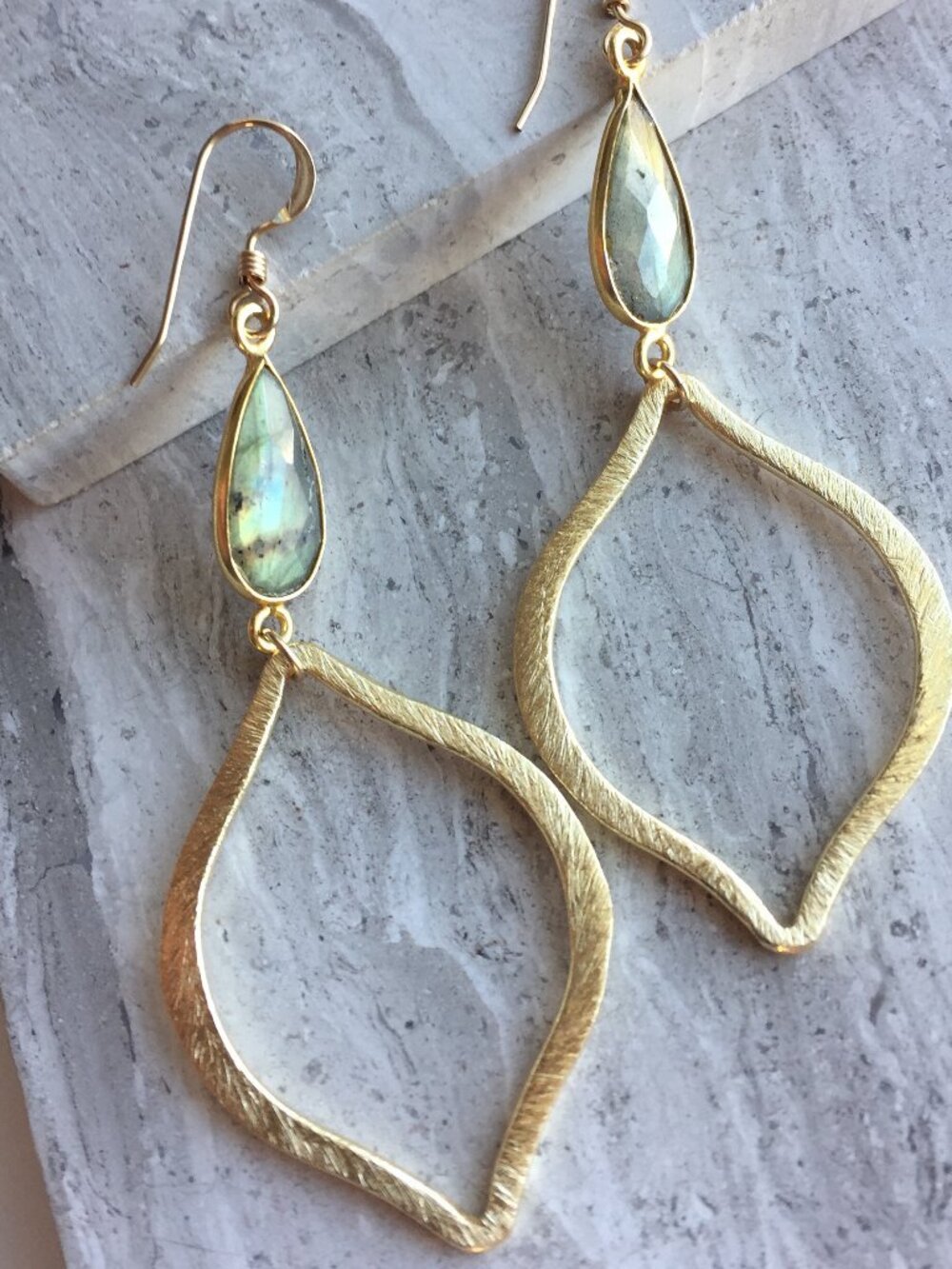 14K GoldSter Labradorite gemstone Tulip Earrings